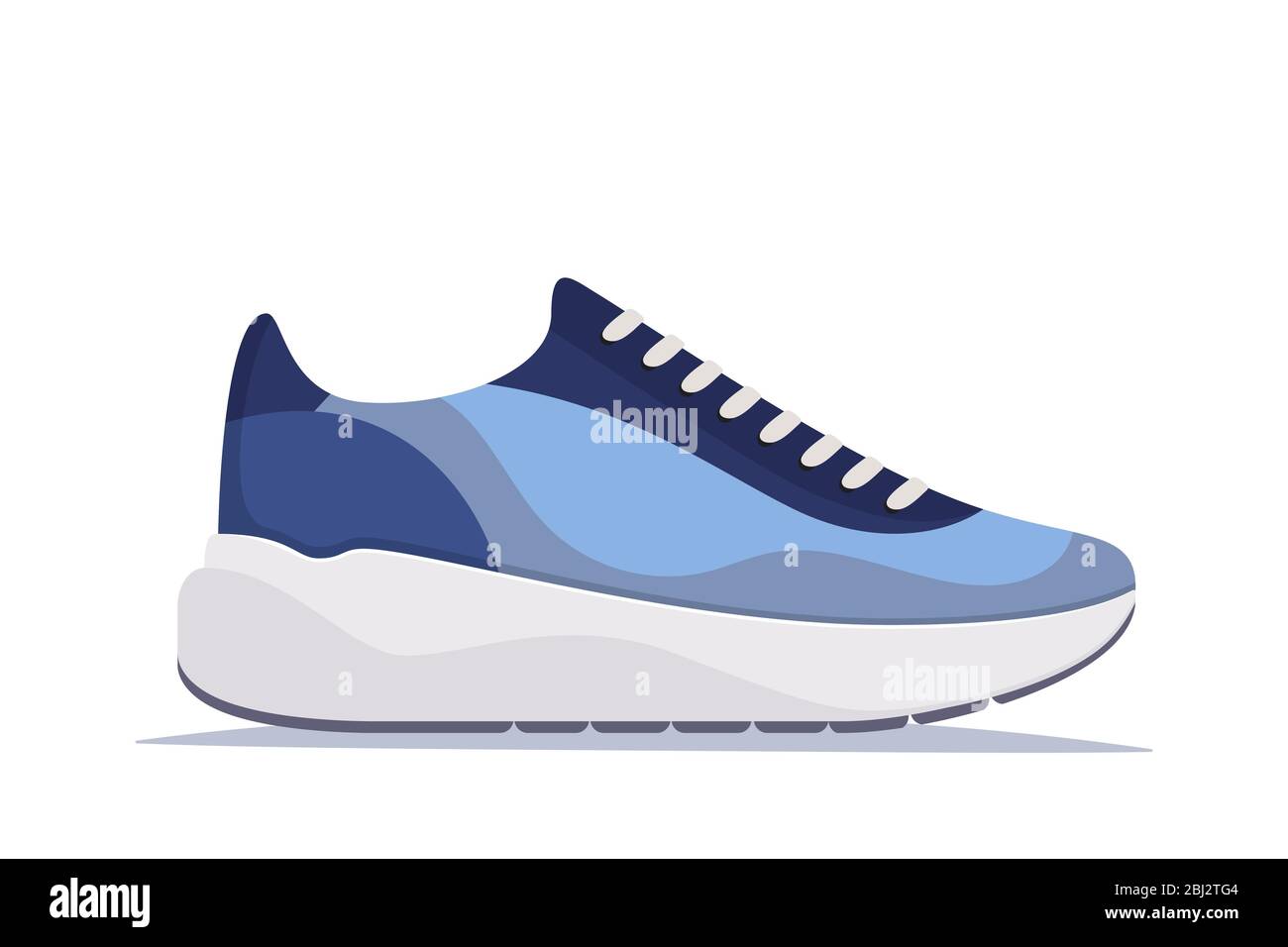 Modern trendy sneakers, side view. Fashion sneakers. Comfortable sports shoes. Vector illustration in flat style Stock Vector