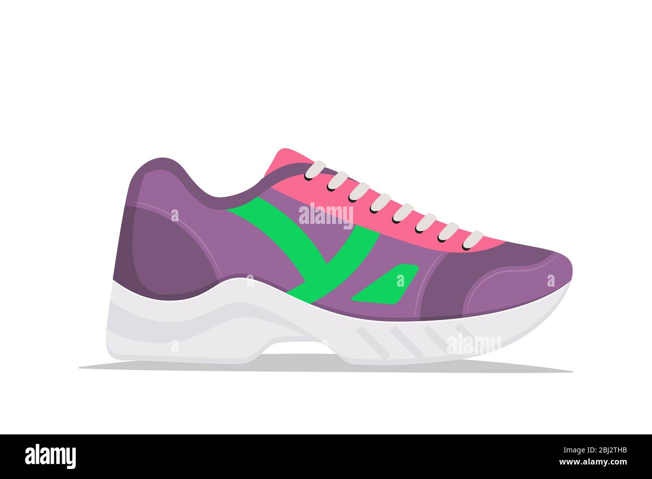 Modern trendy sneakers, side view. Fashion sneakers. Comfortable sports shoes. Vector illustration in flat style Stock Vector