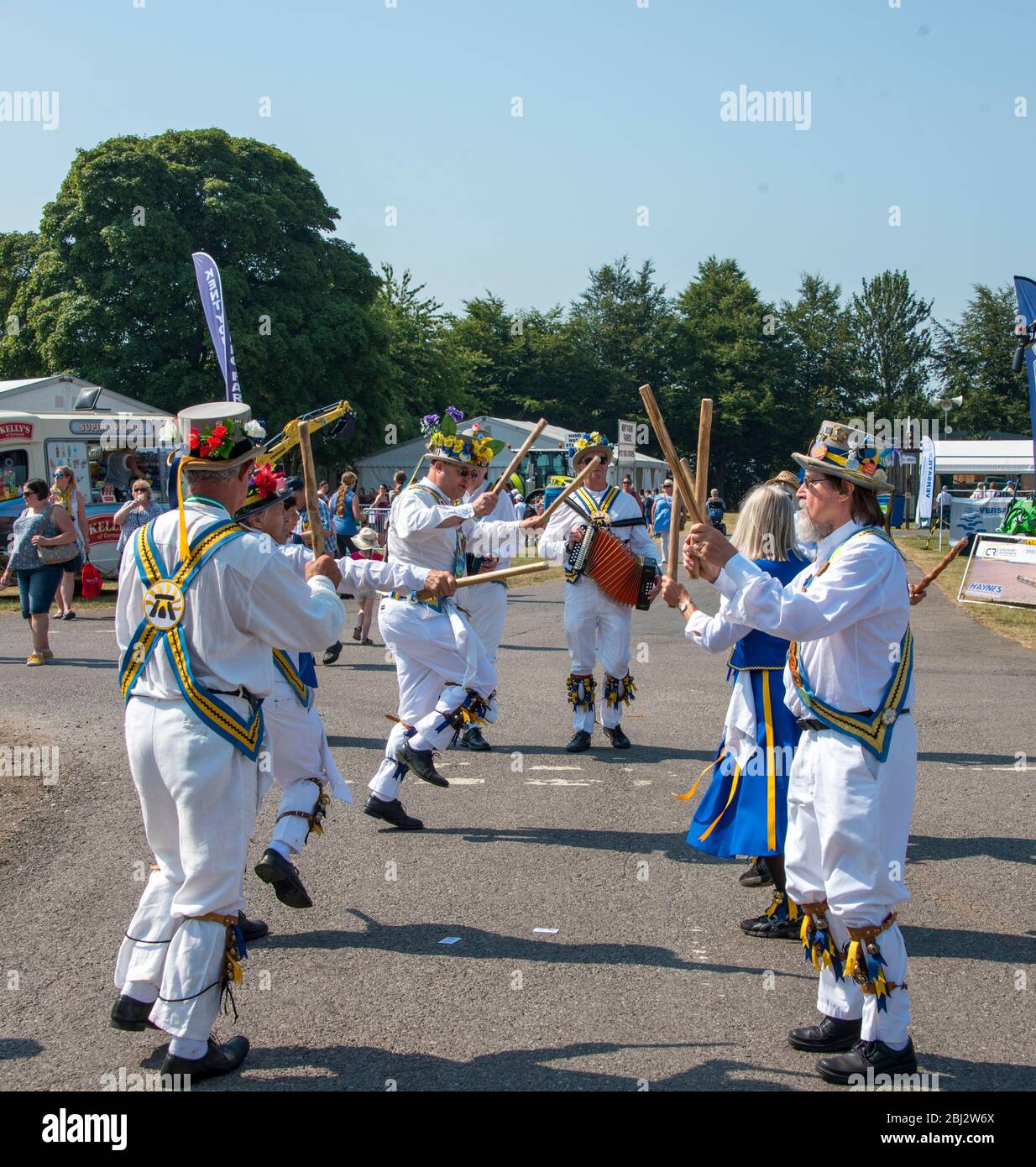 KENT COUNTY SHOW,KENT,UK- JULY 6 2018: Morris Dancers perform at the annual Kent County Show in the UK. Morris dancing is a form of English folk dance Stock Photo