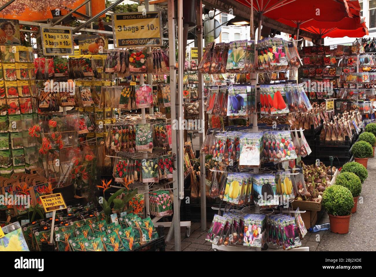 Kiosk with plant seeds at Flower market in Amsterdam. Netherlands Stock Photo