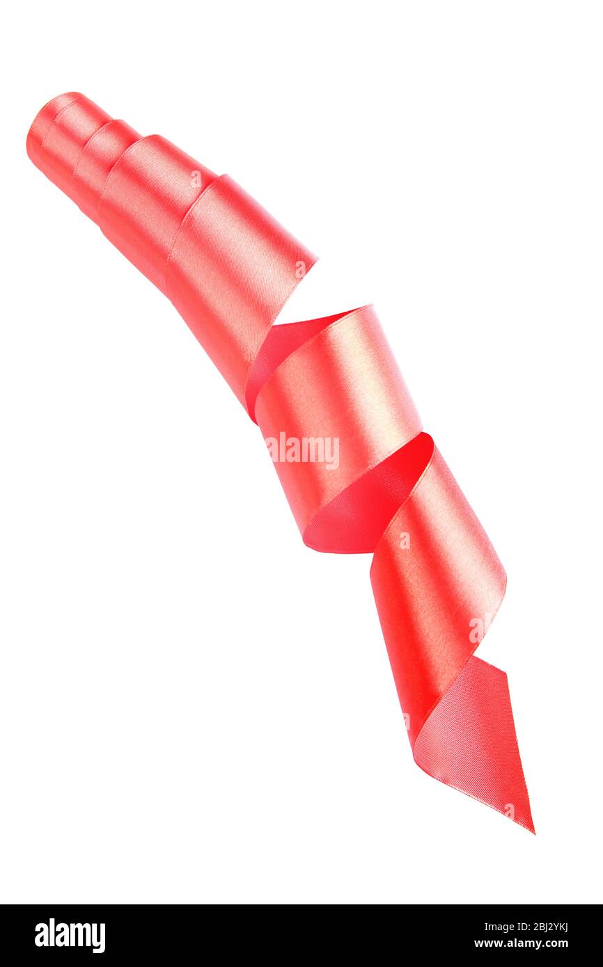 Red ribbon isolated on white Stock Photo - Alamy