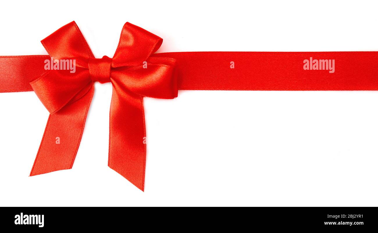 Red bow with ribbon isolated on white background Stock Photo - Alamy