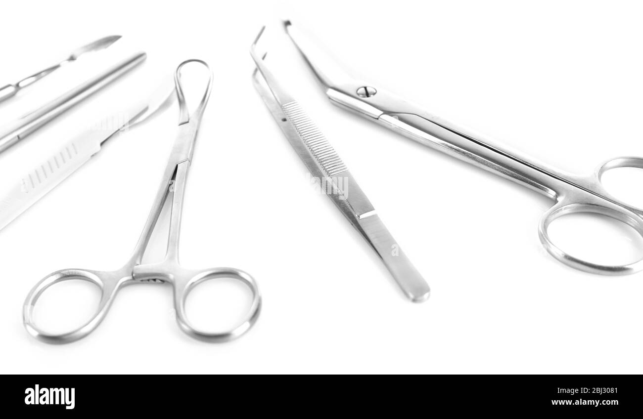 Surgery instruments isolated on white Stock Photo - Alamy