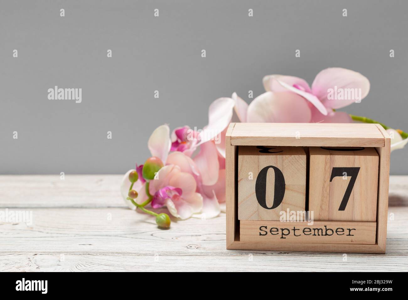 September 7th. Image of september 7 wooden color calendar on wooden