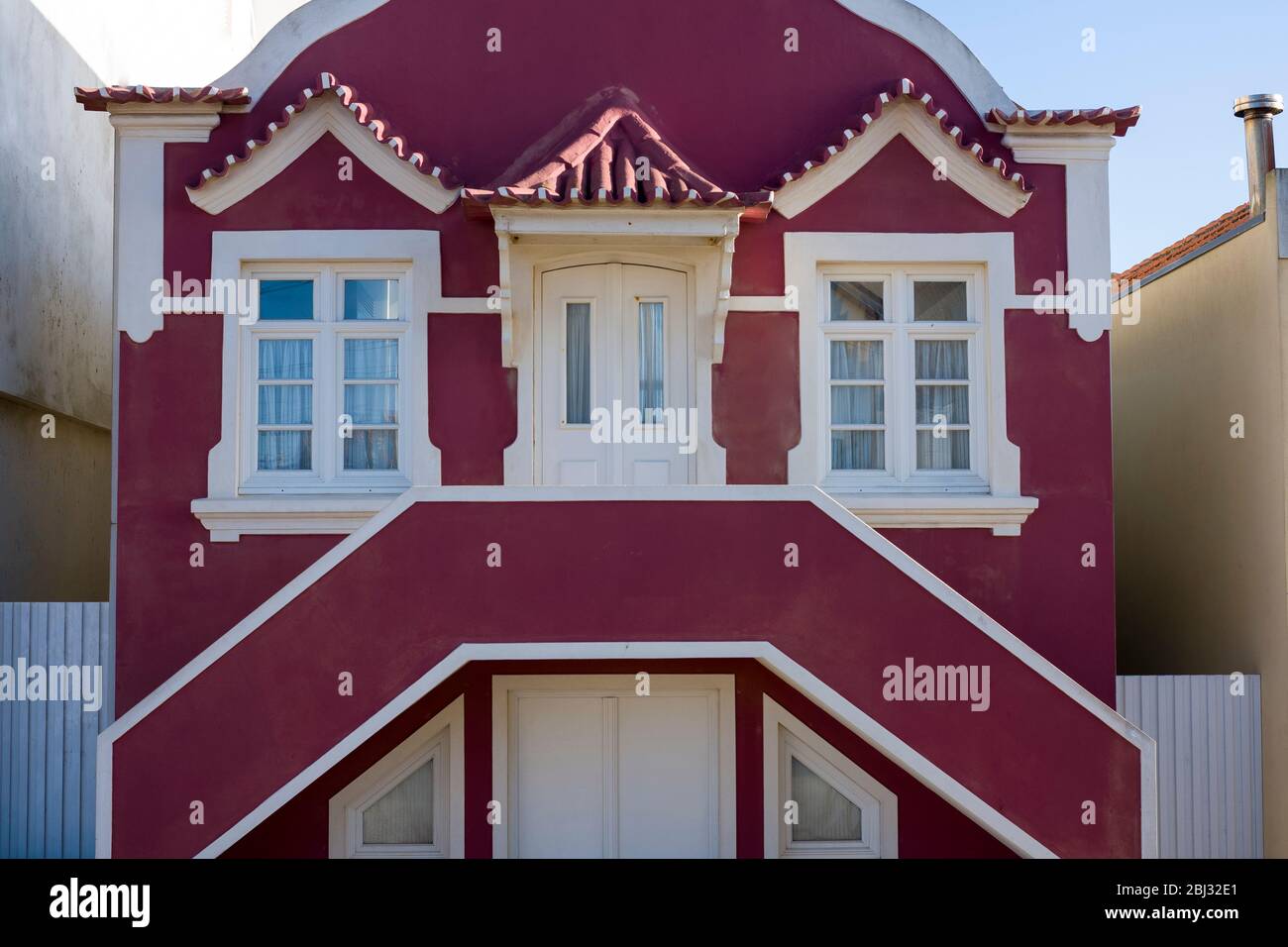 Elegant house in Costa Nova do Prado a village with many holiday homes, near Aveiro,  Portugal Stock Photo