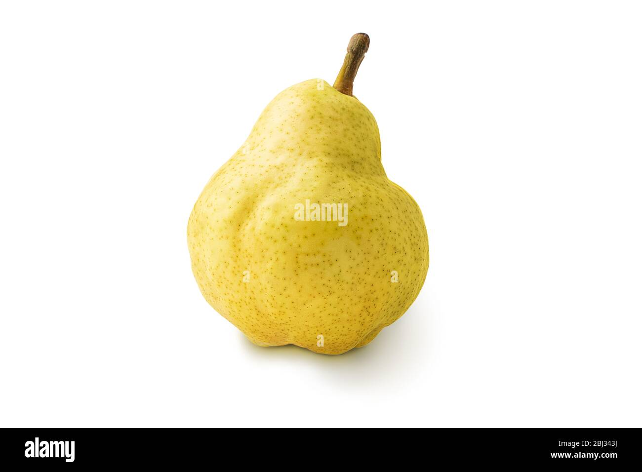 Ripe juicy yellow pear fruits isolated on a white background with ...