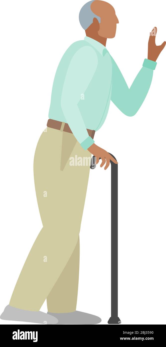 Elderly man with a walking stick waving vector Stock Vector Image & Art ...