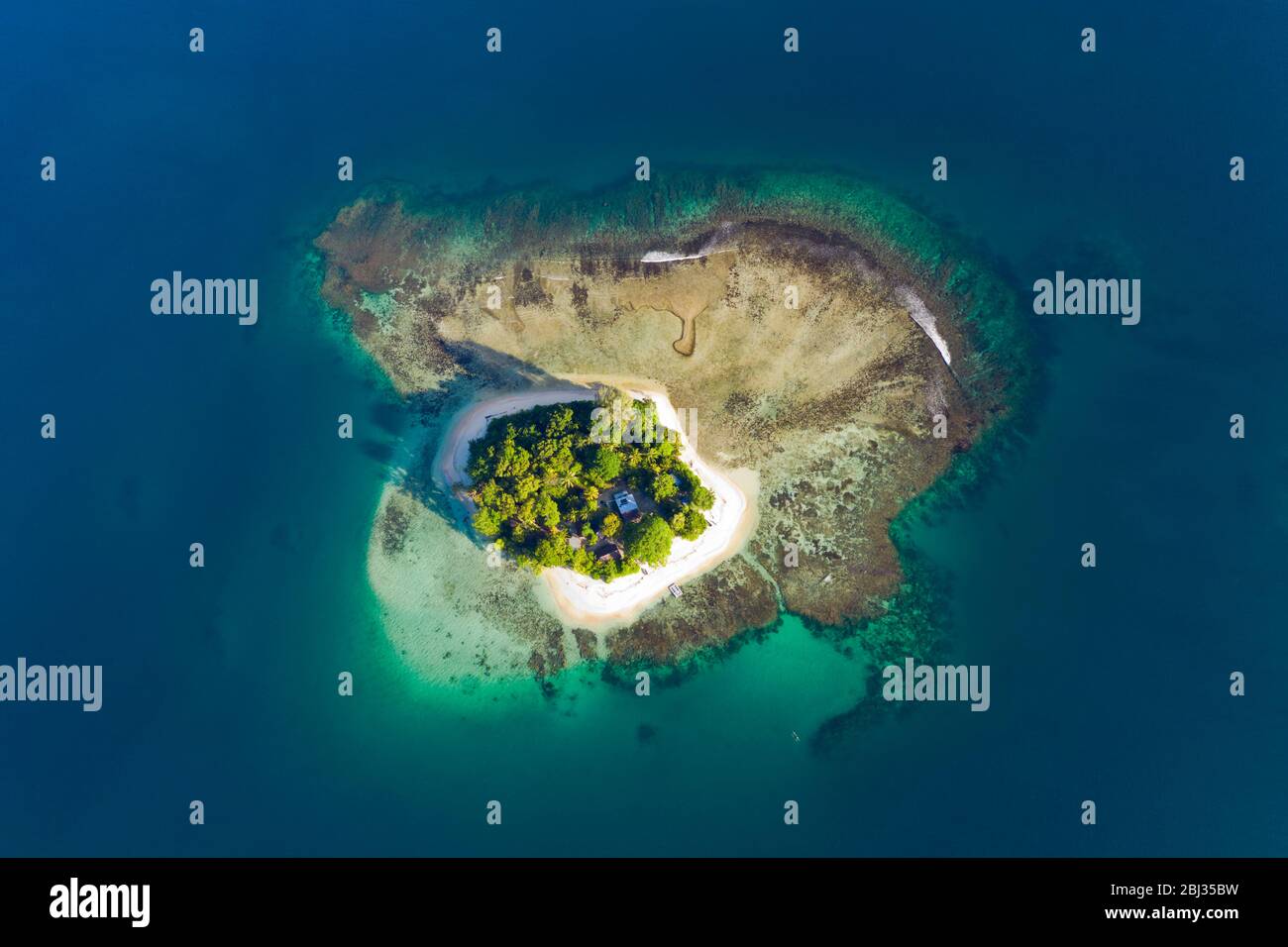 Aerial View of Islands of Balgai Bay, New Ireland, Papua New Guinea Stock Photo