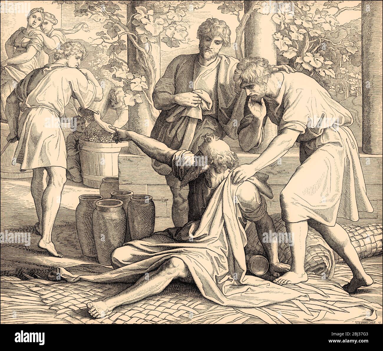 Noah Curses Ham, Old Testament, by Julius Schnorr von Carolsfeld, 1860