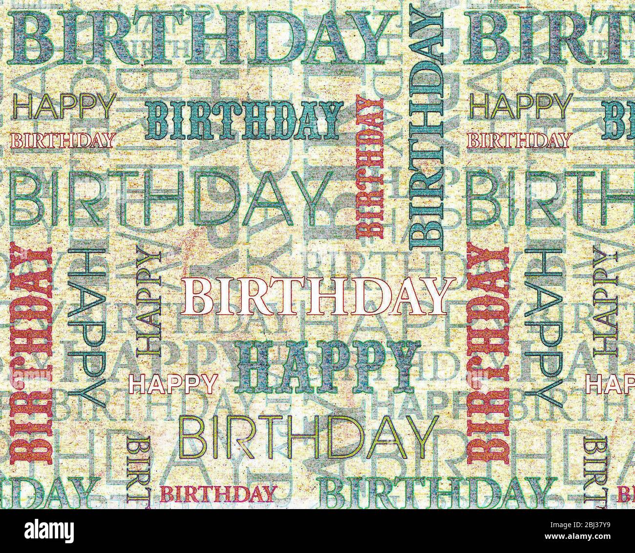 Happy Birthday contrasting color text background, childhood, special life event, celebration, party, gender neutral Stock Photo