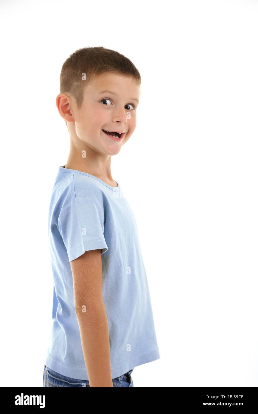 Beautiful little boy, isolated on white Stock Photo - Alamy