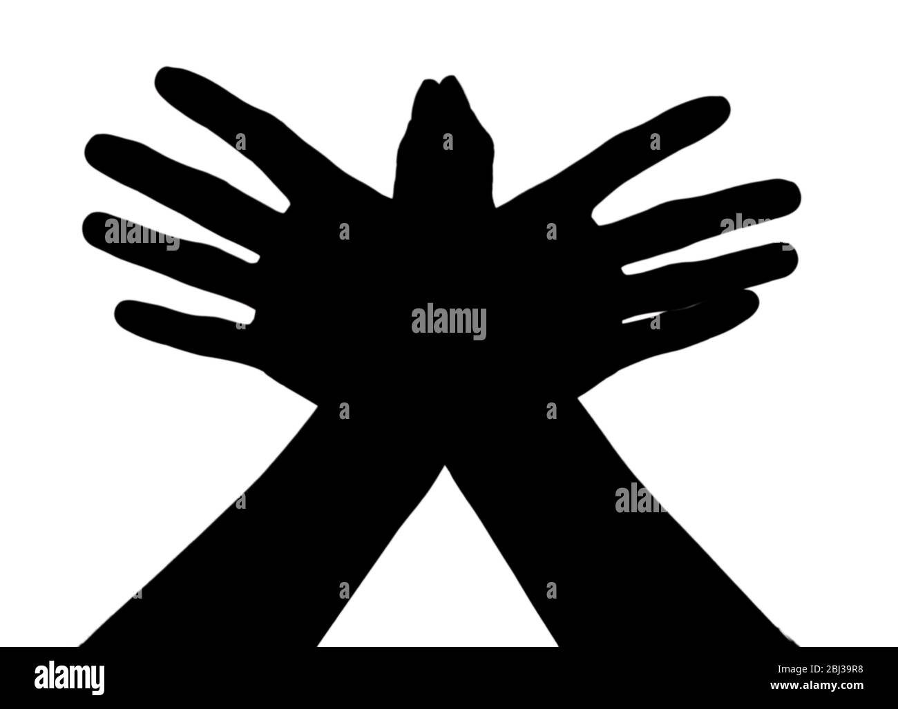 Silhouettes of hands, isolated on white Stock Photo - Alamy