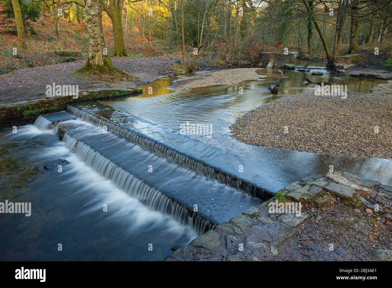 Blackpool Brook weir at Wenchford picnic area in the Forest of Dean in  Gloucestershire Stock Photo - Alamy