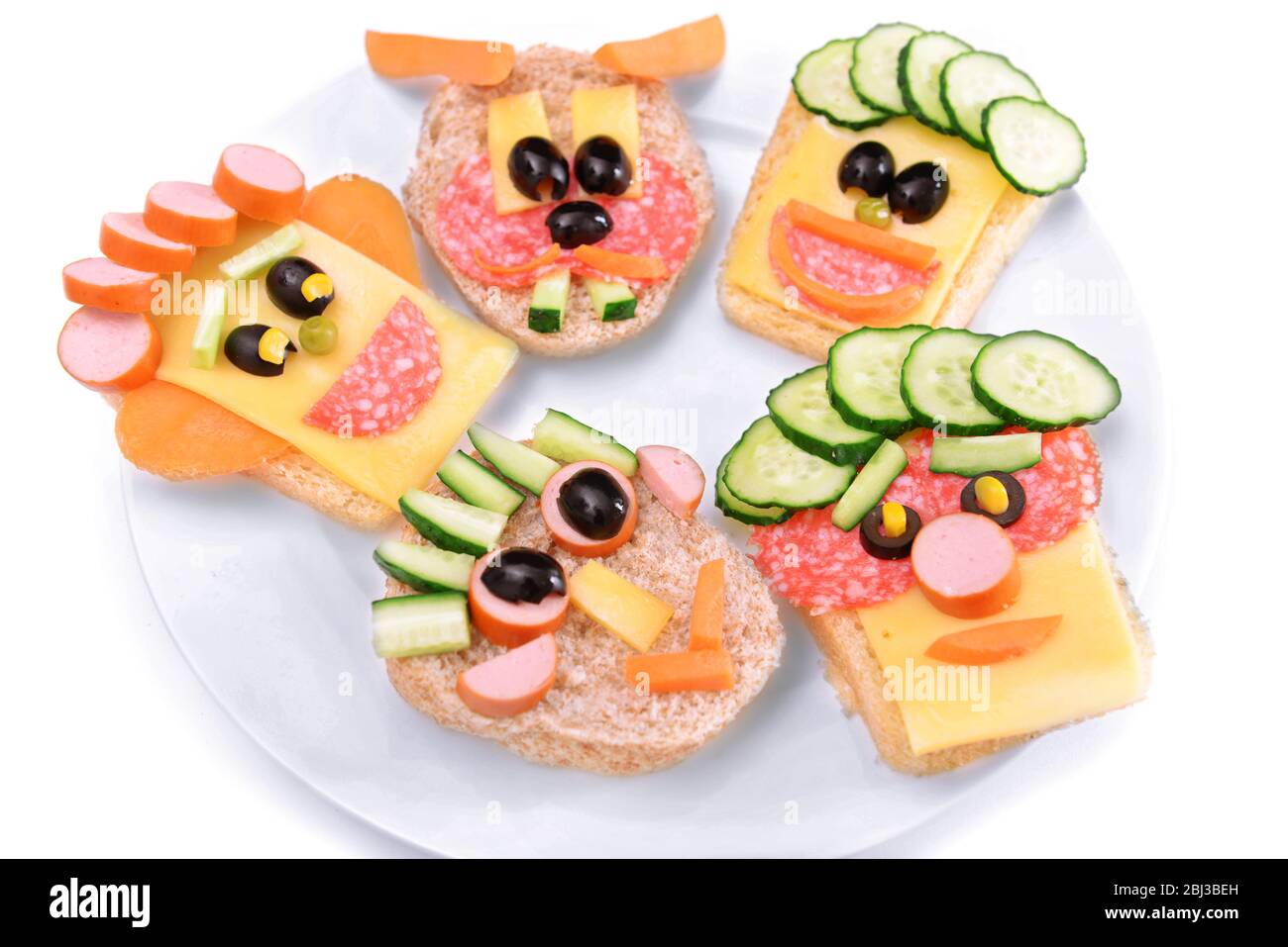 Funny sandwiches isolated on white Stock Photo