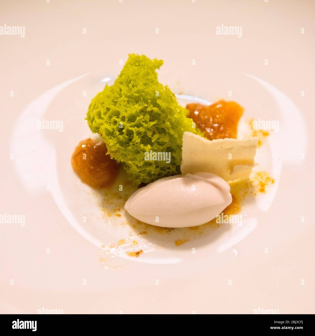 A Gourmet Dish of L'Erba del Re Restaurant, One Star Michelin Guide, Modena, Emilia Romagna, Italy, Europe Stock Photo