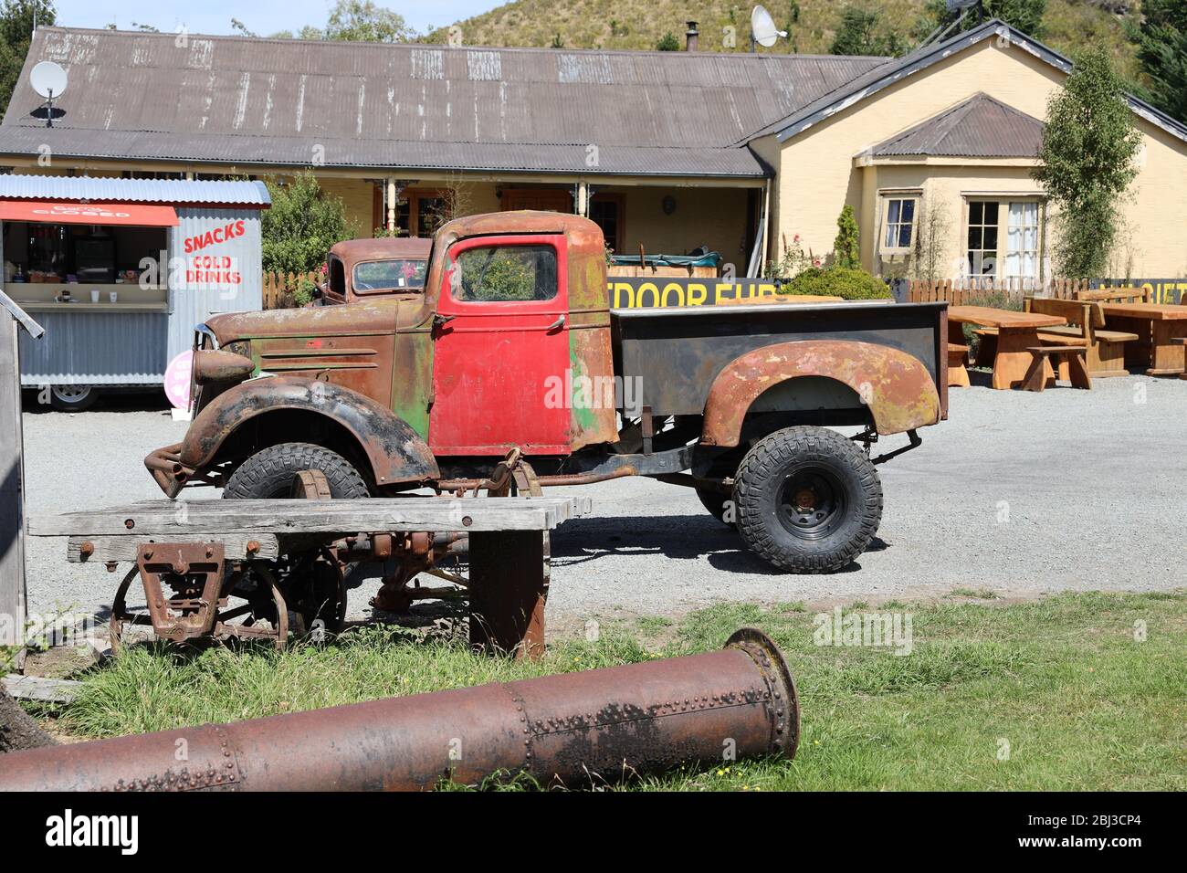 Vintage truck. Rusty old vehicle and motoring memorabilia at Burke's
