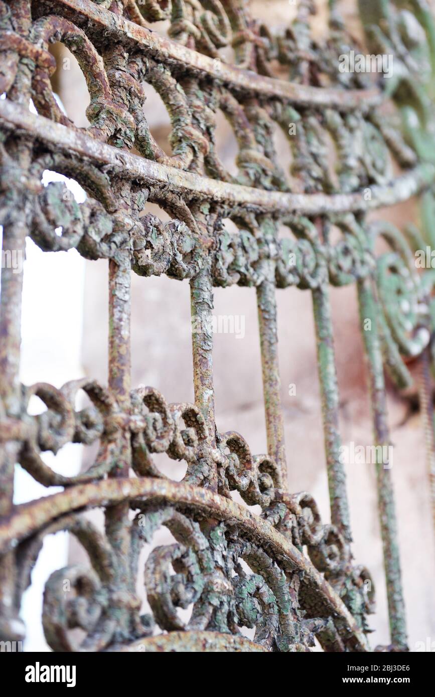 Old rusty forged fence, close up Stock Photo - Alamy