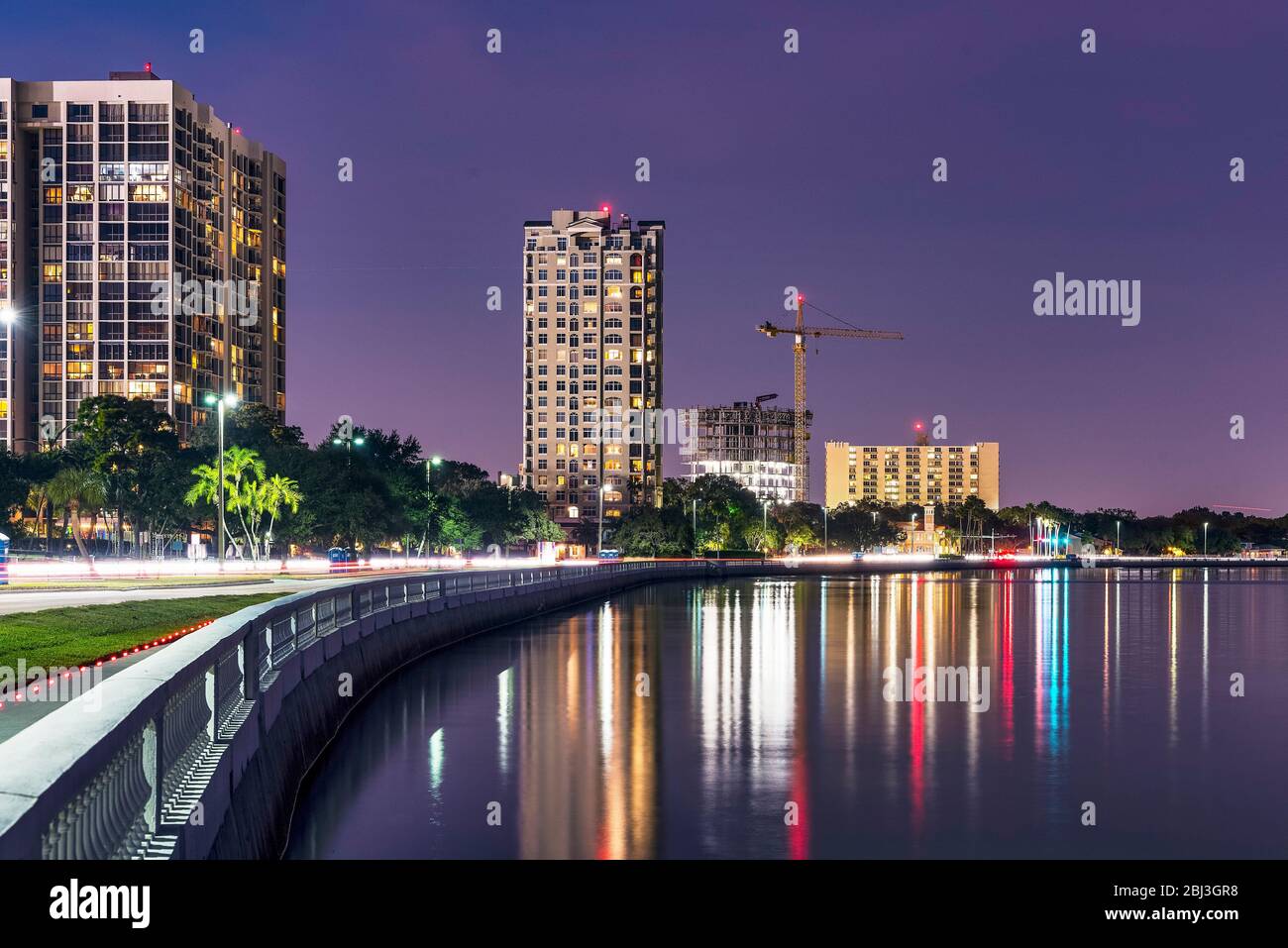 Waterfront construction on Bayshore Boulevard at Tampa in Florida Stock