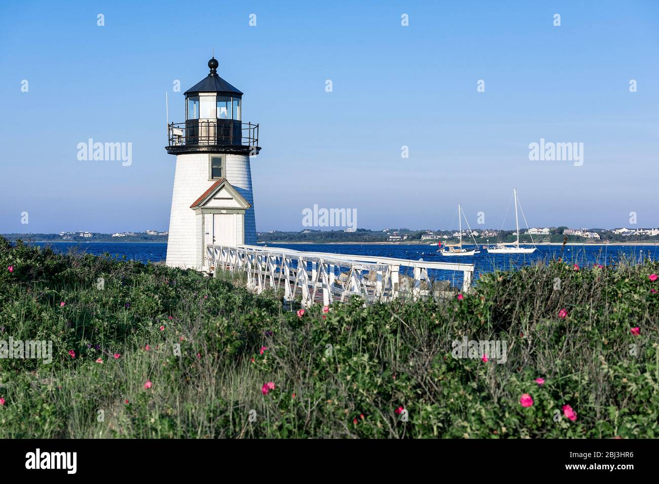 Brant Point Lighthouse on Nantucket Island in Massachusetts. Stock Photo