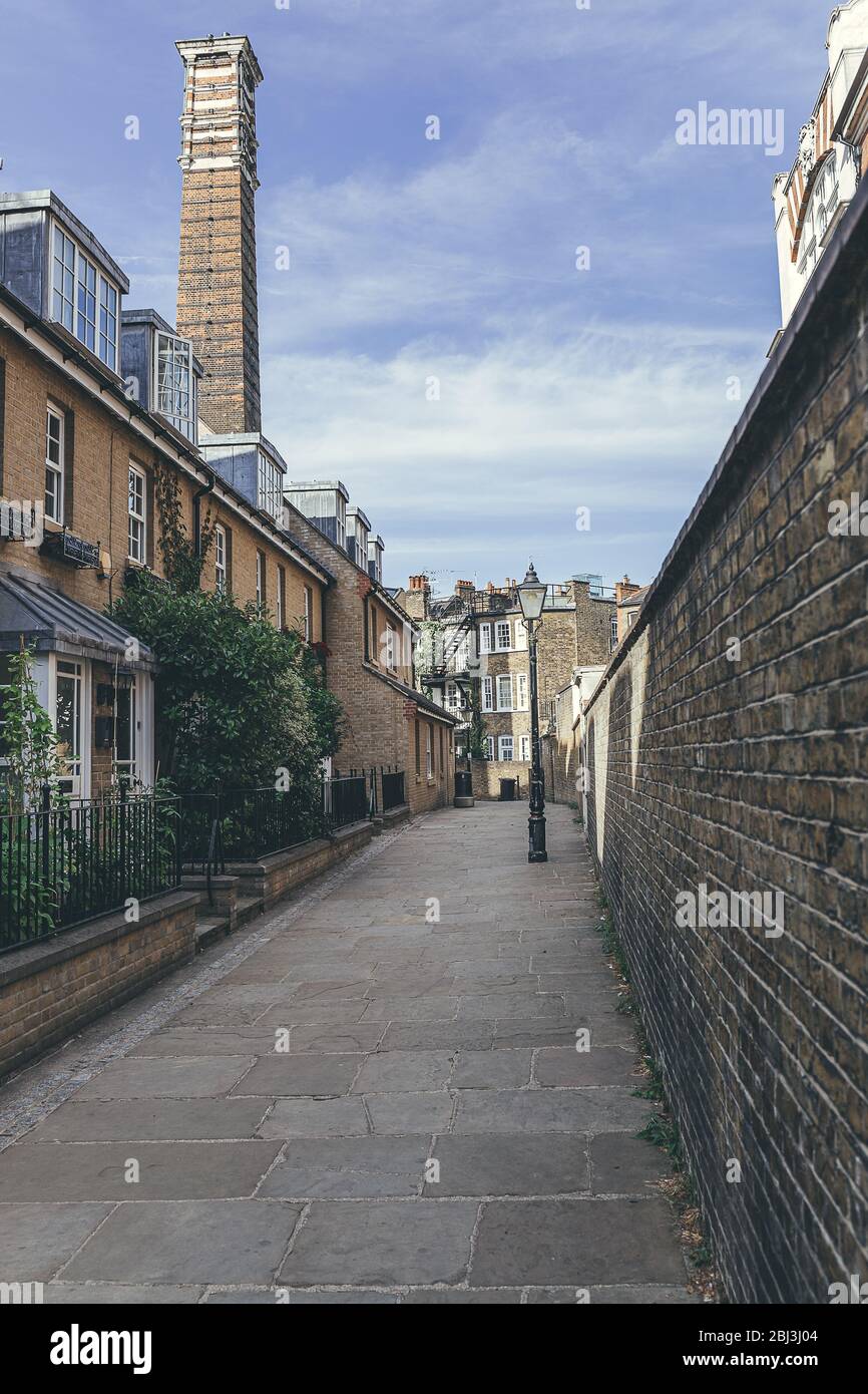 Brick Edwardian style terraced houses on New End street in Hampstead, one of the most desirable
