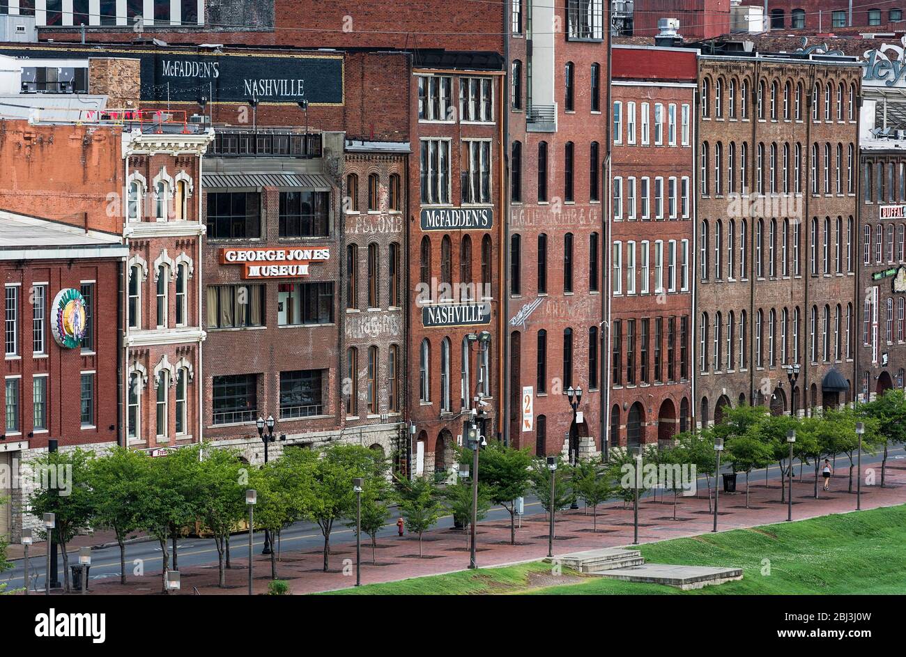 Historic buildings along First Avenue at Nashville in Tennessee Stock