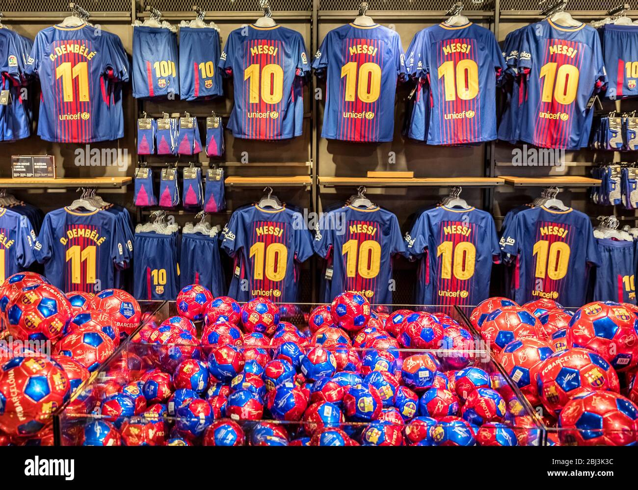 Popular Messi jerseys dominate the Camp Nou store in Stock Photo - Alamy