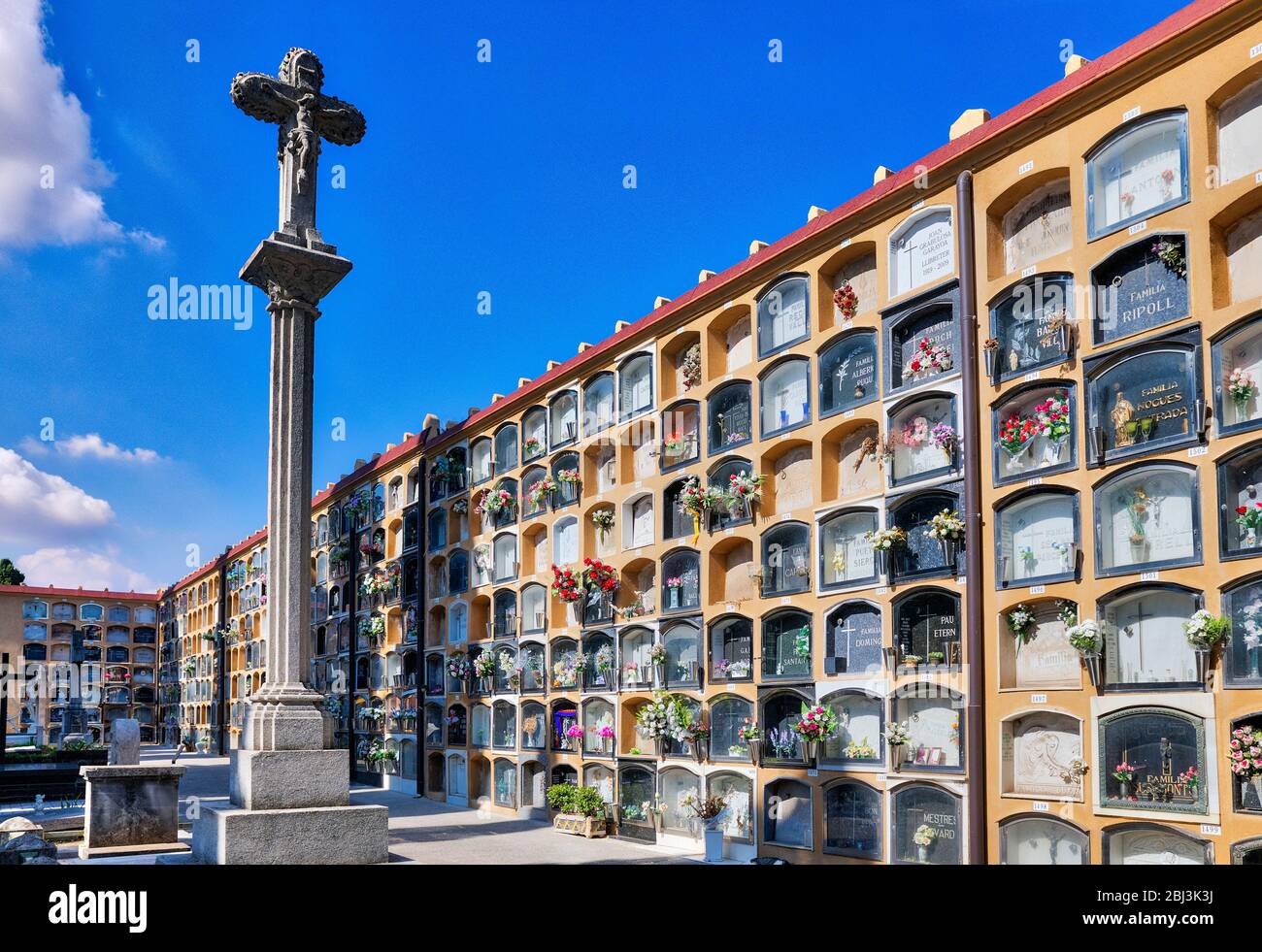 Cementeri Les Corts in Barcelona. Stock Photo