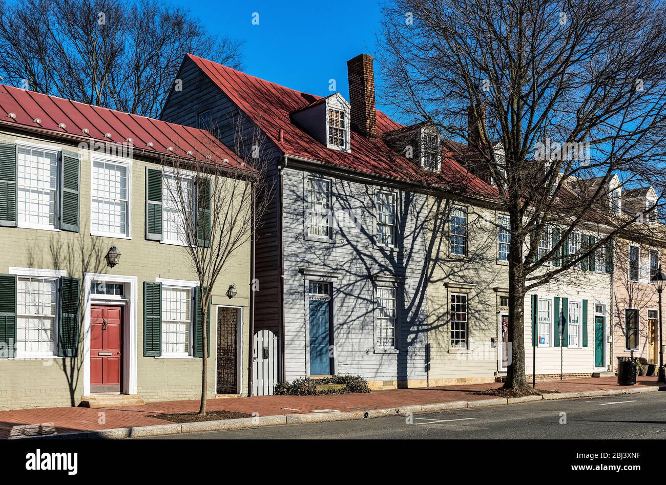 Colourful houses along historic Caroline street in old city
