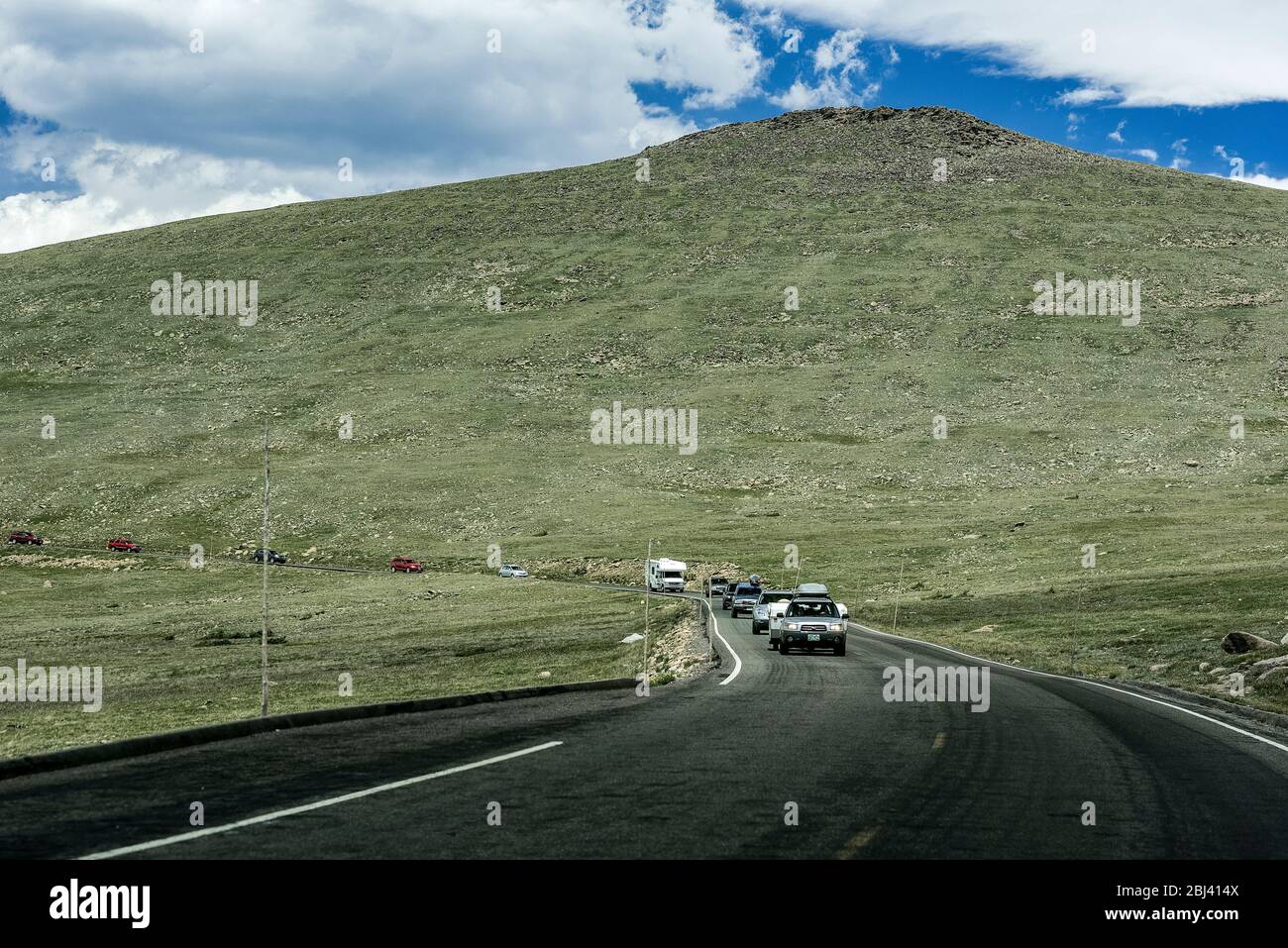 Tourist traffic in Rocky Mountain National Park in Colorado. Stock Photo