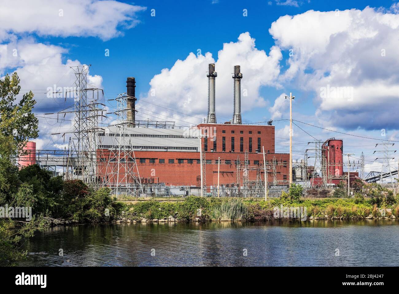 A NRG owned coal fired energy facility that plans to convert to a natural gas facility. Stock Photo