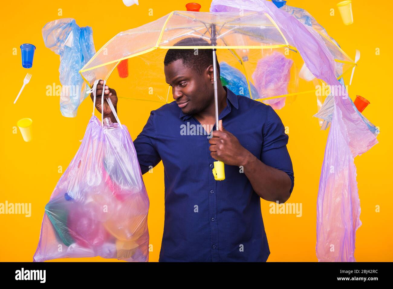 Problem of trash, plastic recycling, pollution and environmental ...