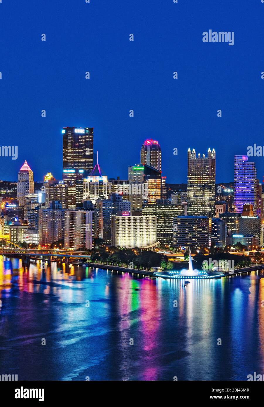 Pittsburgh city skyline at night. Stock Photo