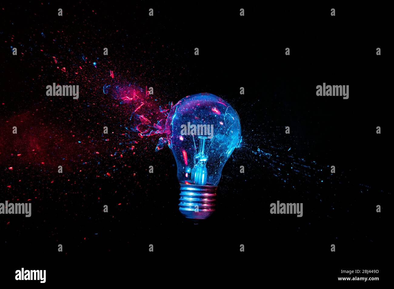 real explosion of a tungsten filament bulb. high speed photography