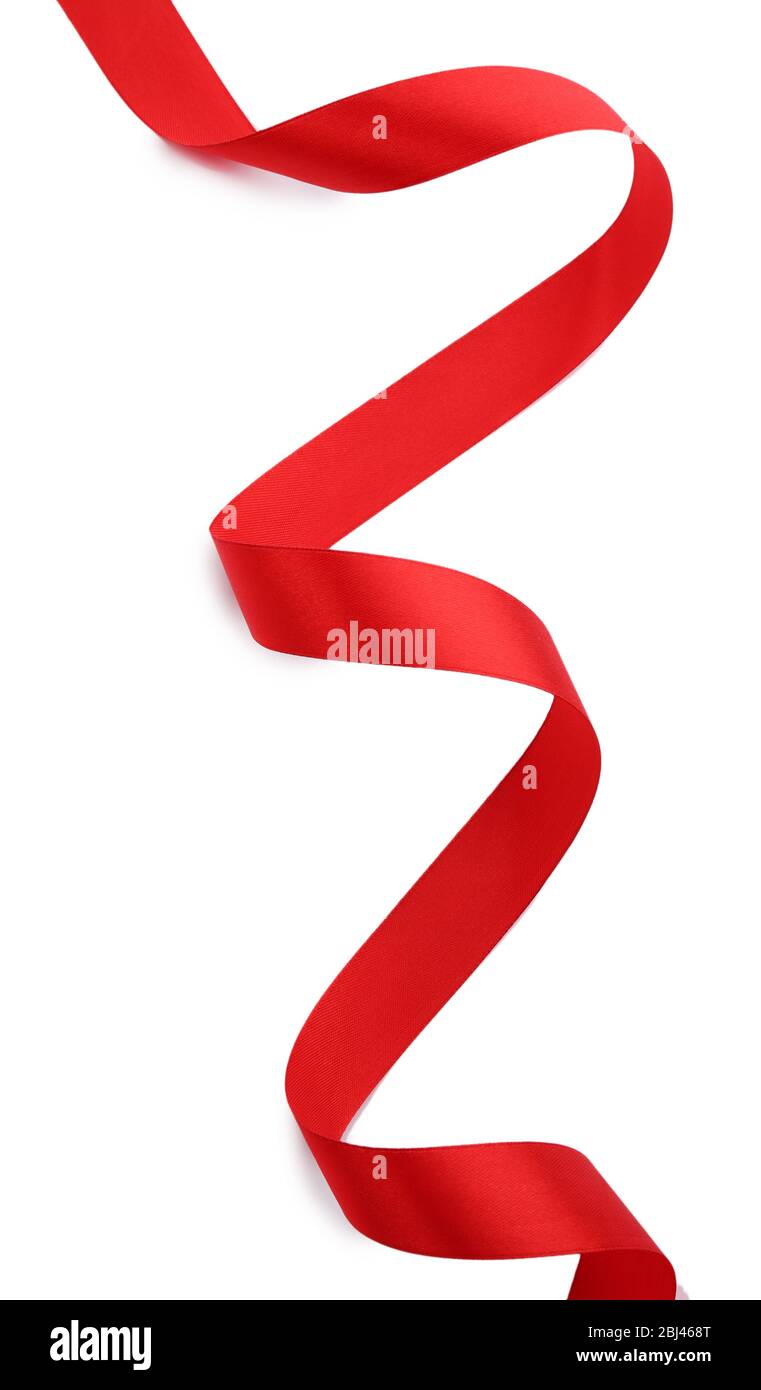 Red ribbon isolated on white Stock Photo - Alamy