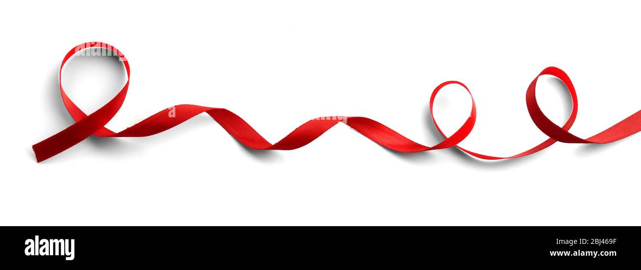 Red ribbon isolated on white Stock Photo - Alamy