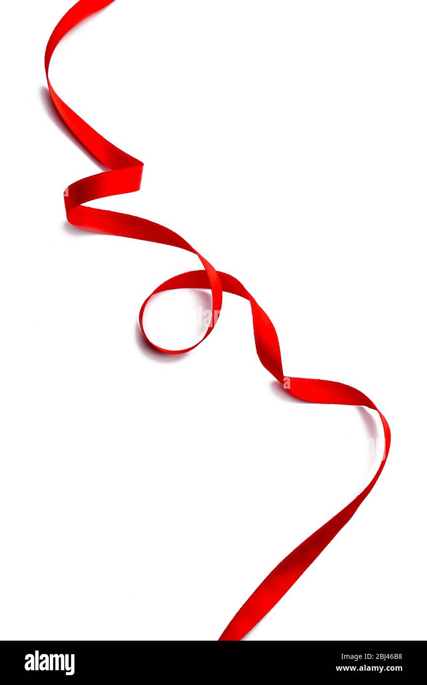 Red ribbon isolated on white Stock Photo - Alamy