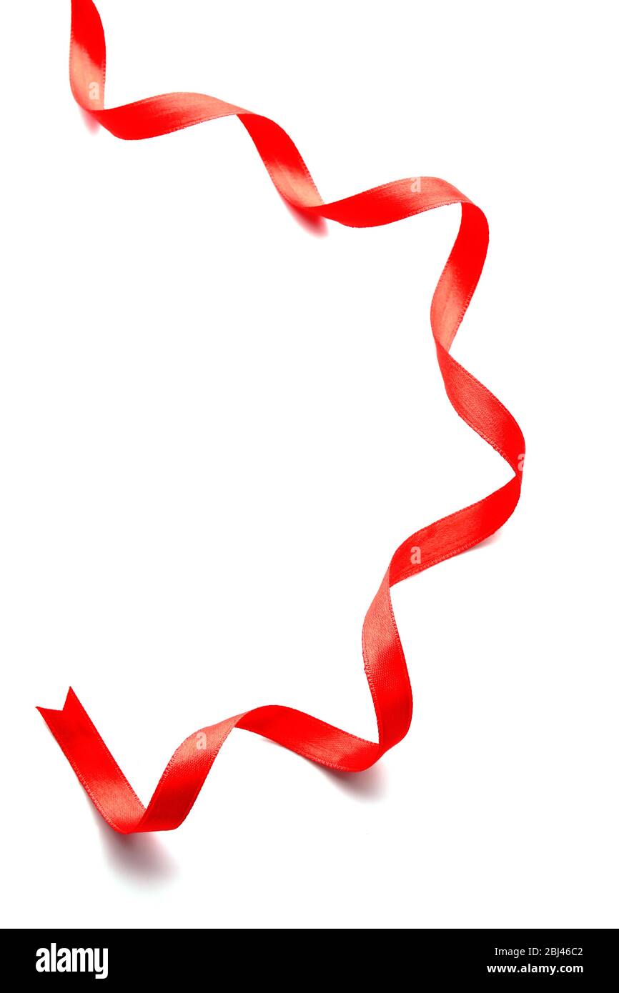 Red ribbon isolated on white Stock Photo - Alamy