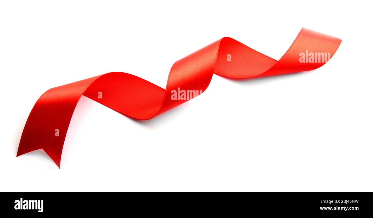 Red ribbon isolated on white Stock Photo - Alamy