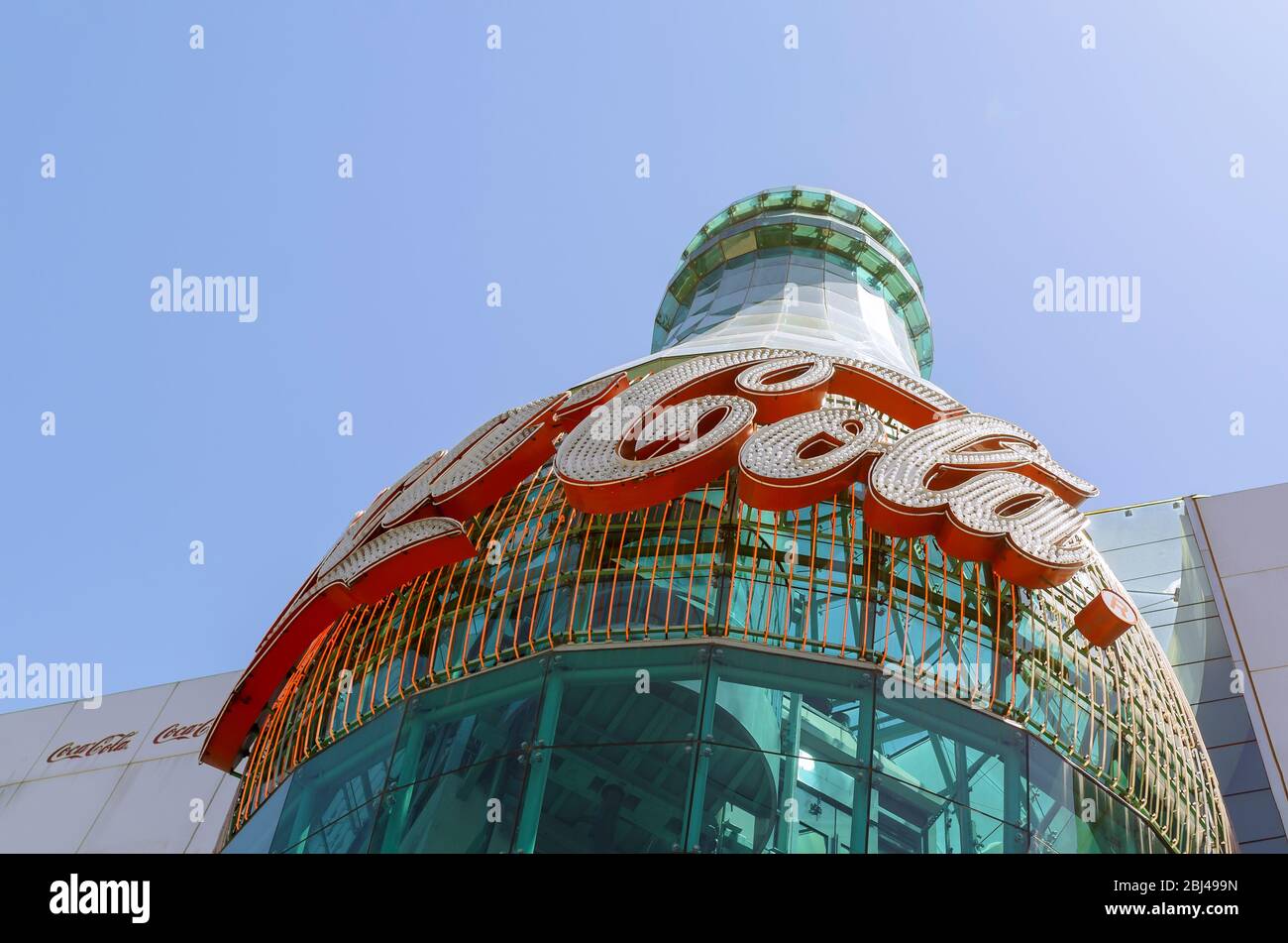 LAS VEGAS, Nevada USA - MARCH 29, View of Replica Coca Cola bottle in Las Vegas Stock Photo