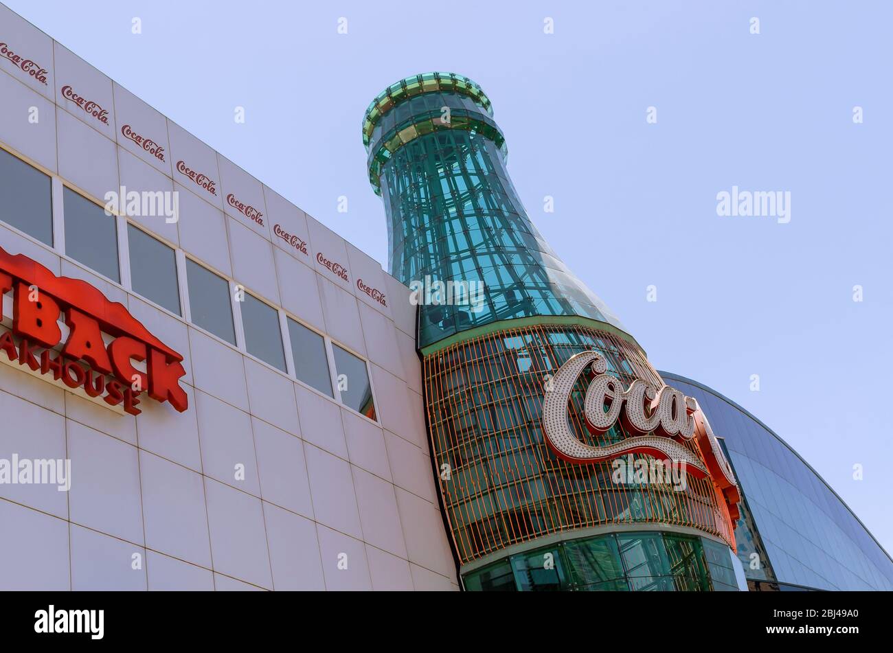 LAS VEGAS, Nevada USA - MARCH 29, Shape glass building Coca-Cola Store in Las Vegas Stock Photo