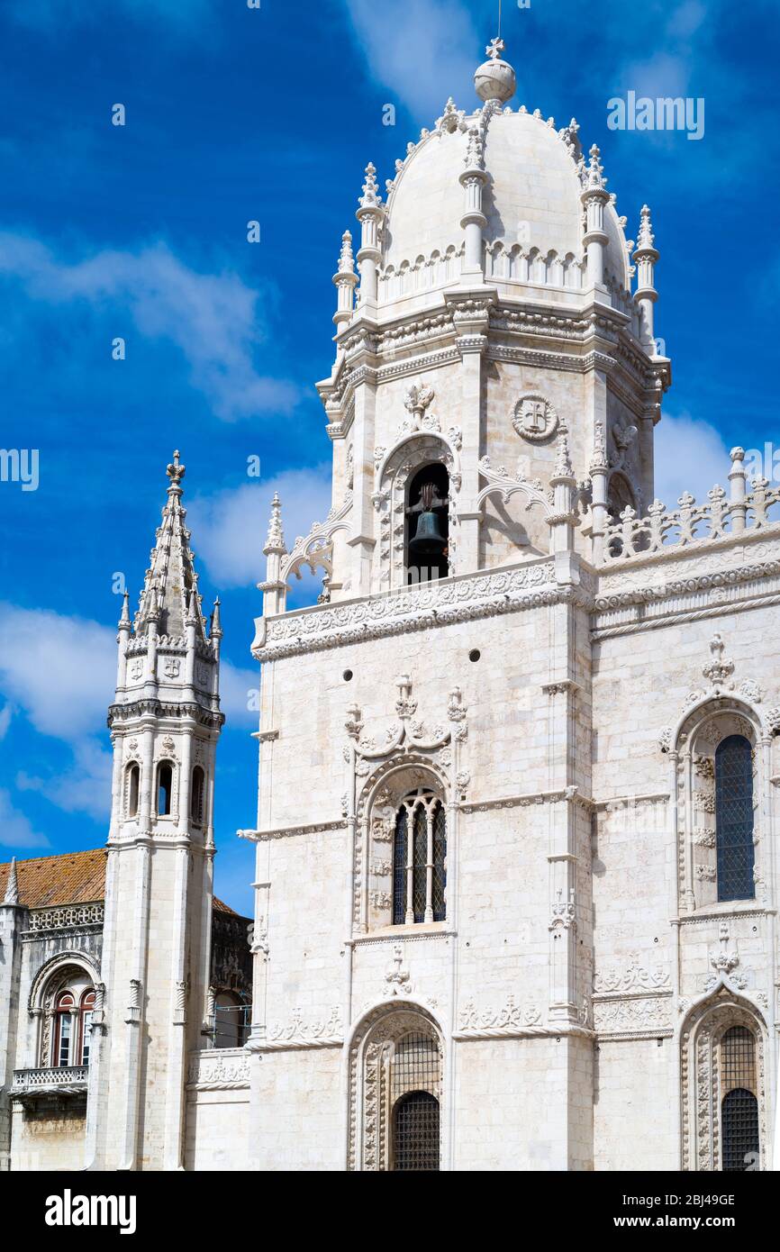 Church of Santa Maria, Monastery of Jeronimos - Mosteiro  dos Jeronimos in Lisbon, Portugal Stock Photo