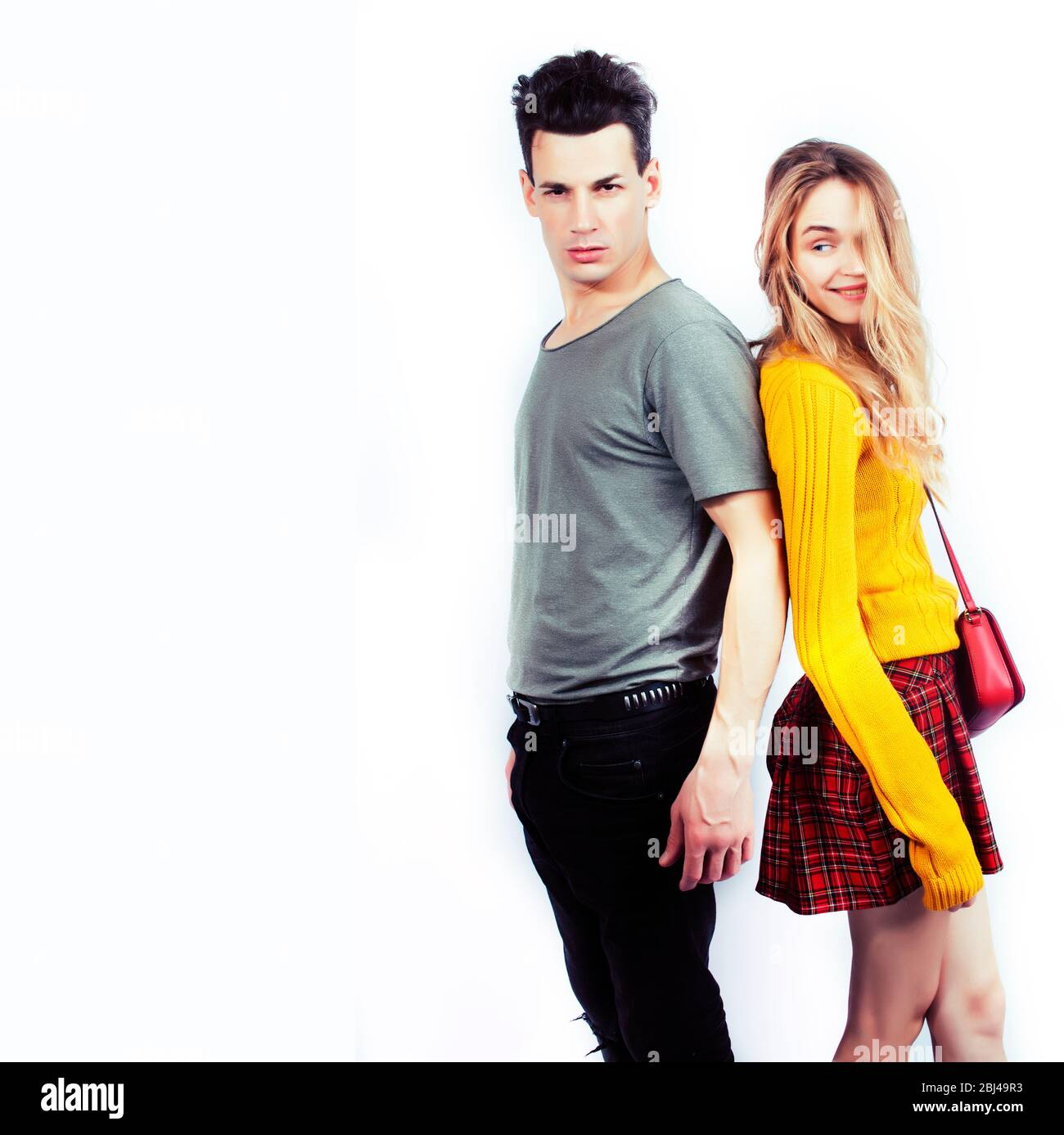young attractive couple together having fun happy smiling isolated on ...