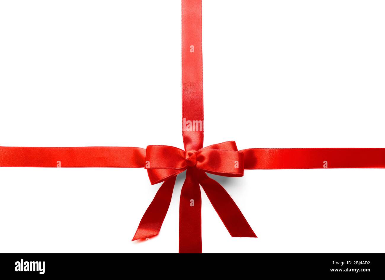 Two ribbons and bow, isolated on white Stock Photo - Alamy