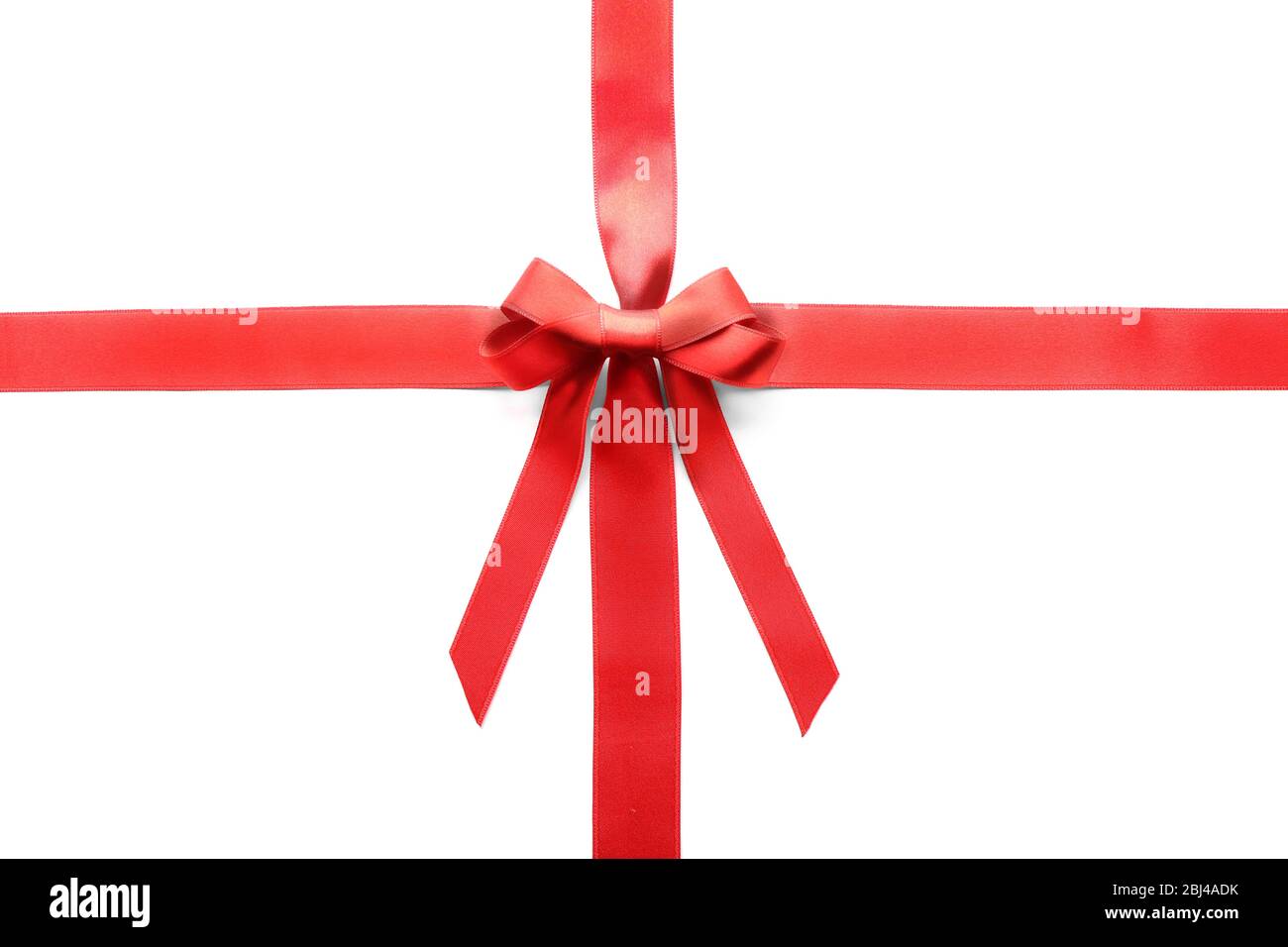 Two ribbons and bow, isolated on white Stock Photo - Alamy