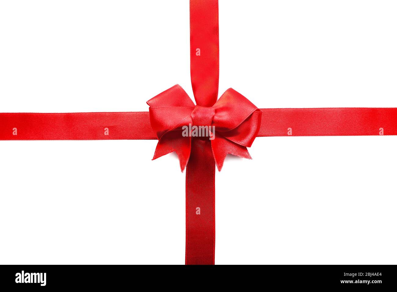 Two ribbons and bow, isolated on white Stock Photo - Alamy