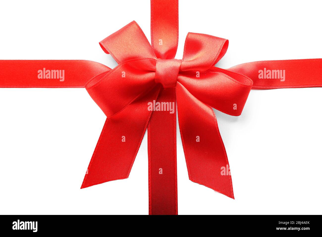 Two ribbons and bow, isolated on white Stock Photo Alamy