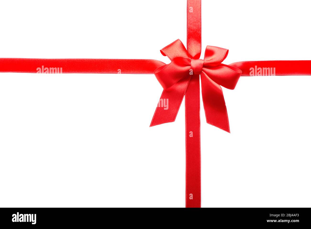 Two ribbons and bow, isolated on white Stock Photo - Alamy