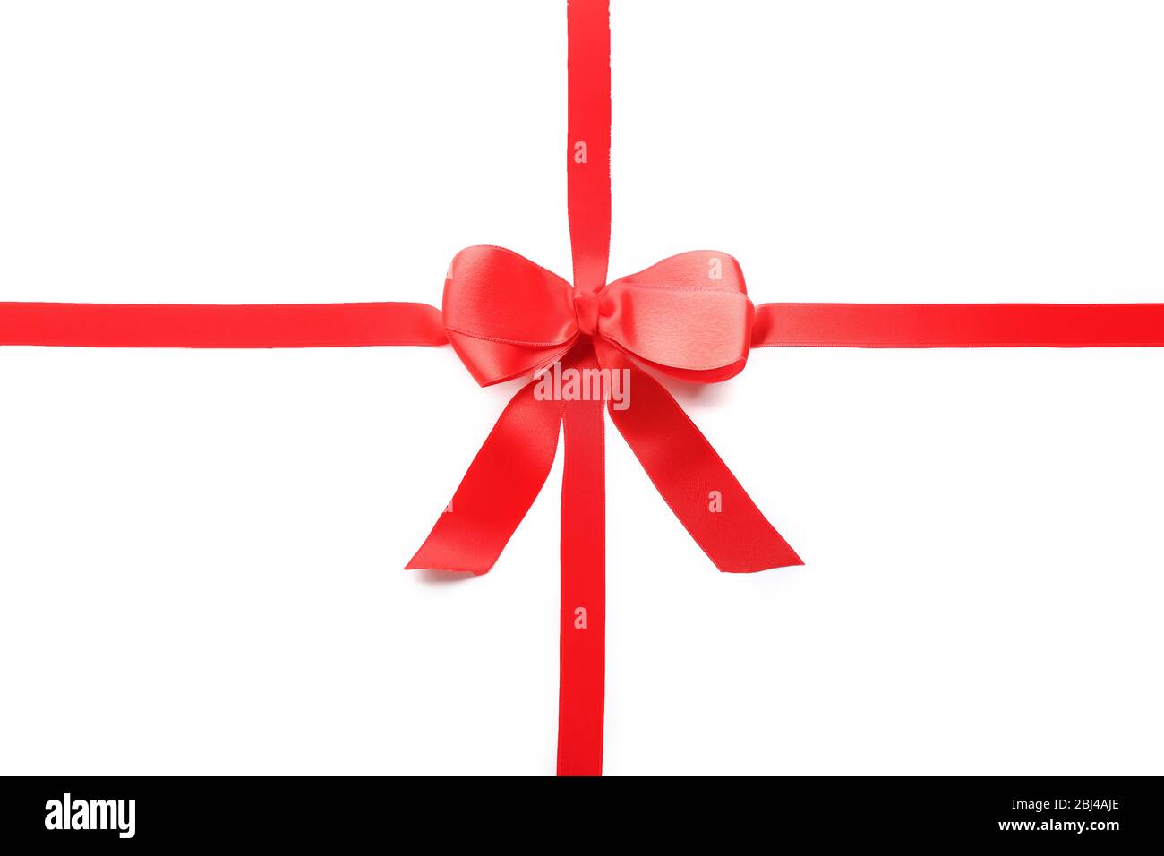 Two ribbons and bow, isolated on white Stock Photo - Alamy