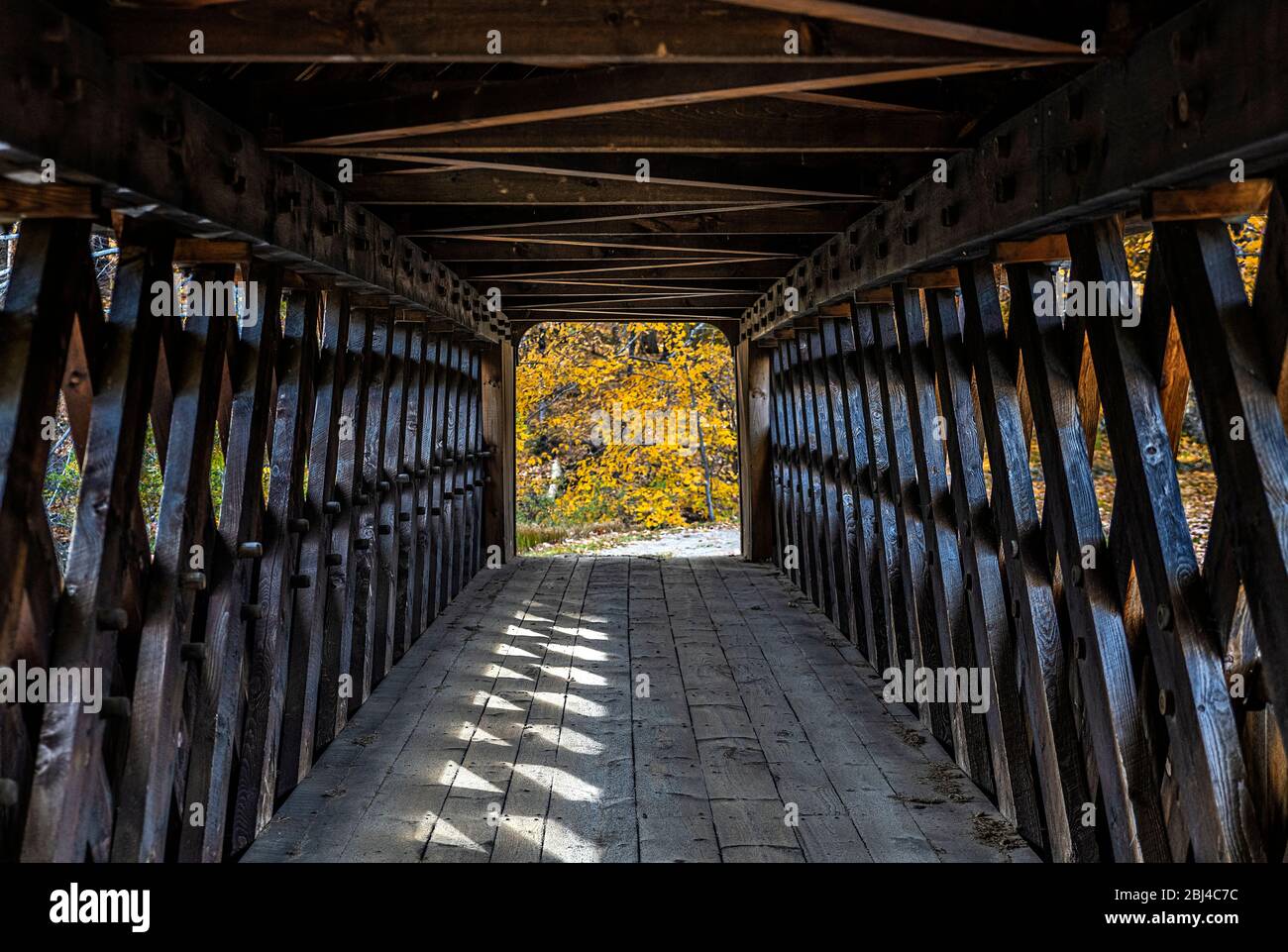 Pedestrian covered bridge at Thornton in New Hampshire. Stock Photo