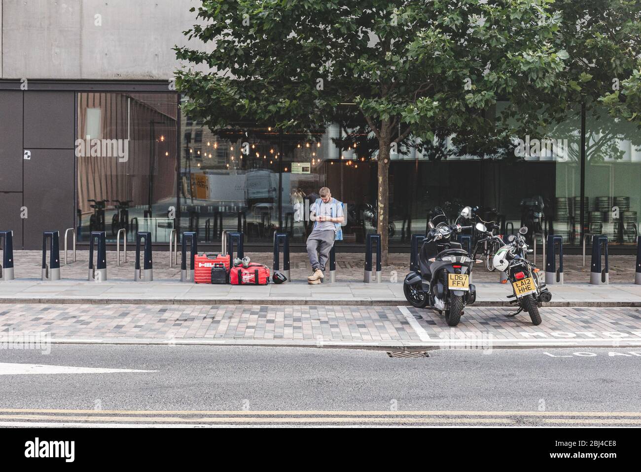 London/UK26/07/18 empty Cycle Hire Docking Stations and bike racks on
